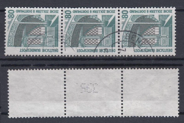 Bund 1342 A RM 3er Streifen mit ungerader neuer Nummer SWK 80 Pf gestempelt /2