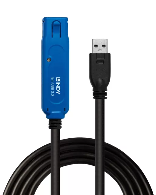 Lindy 8m USB 3.0 Active Extension Cable Pro, Long Distance Repeater, Extends USB