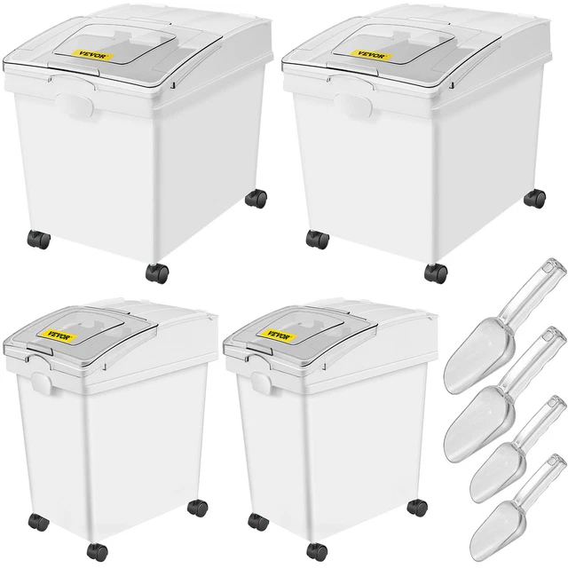 4 Pack Ingredient Bin 10.5/6.6 Gal w/ Scoop Commercial Food Storage for Kitchen