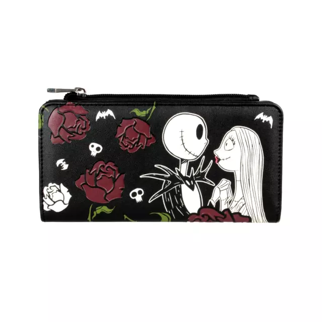 Nightmare Before Christmas Jack & Sally Roses Long Wallet Skellington Disney NEW