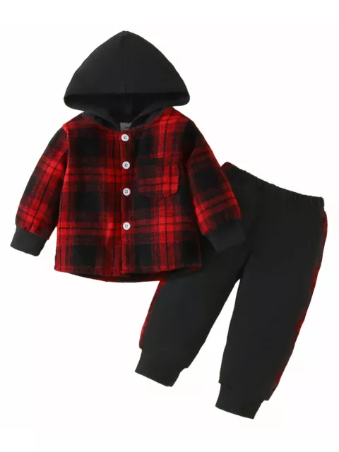 Baby Tracksuit Button Down Girls Kids Hooded Tops Pants Set Outfits Outfit Sets