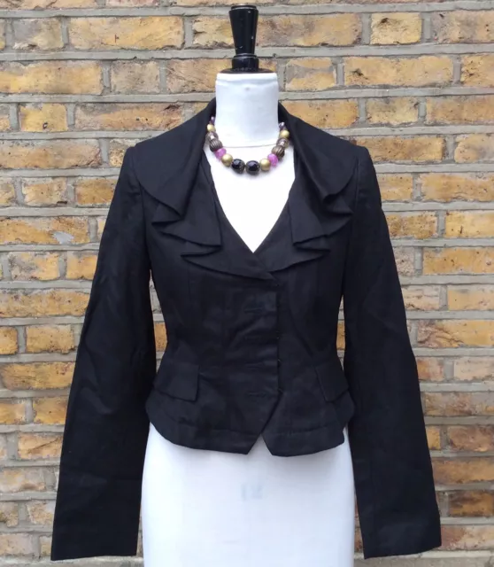 Next Women’s Tailored Black Linen Jacket Size UK 12