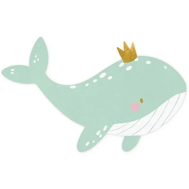 Whale Paper Napkins with Crown | Sea Ocean Birthday Party Tableware x 20