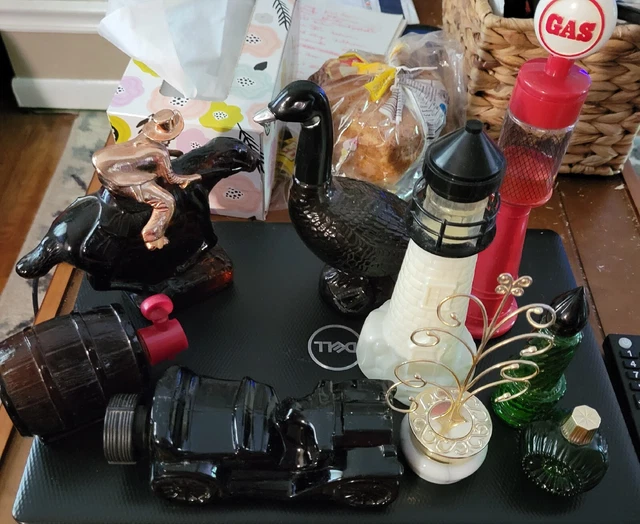 Vtg AVON Bottle Lot ~ cars, gas pump, goose, running horse, more ~ Used!
