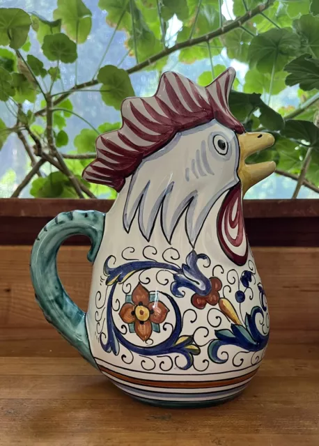 Grazia Deruta Italy Rooster 9 1/2" Pitcher Made for Neiman Marcus Never Used
