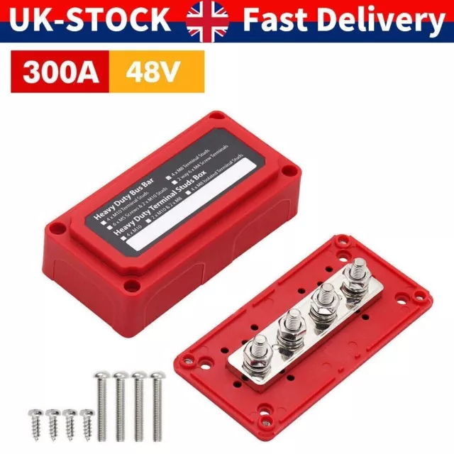 300A DC 48V Studs Bus Bar Distribution Box Terminal Block Heavy Duty UK G7W3