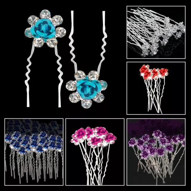 Wedding Bridal Hair Pins Accessories Diamante Rhinestone Crystal Hair Pins Clips