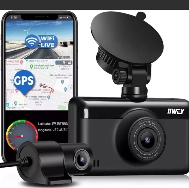 Dash Cam IIWEY anteriore e posteriore 4K 1080P costruita con WIFI e Gps doppia visione notturna