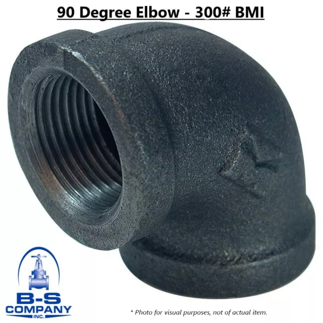 90 Degree Elbow 4" 300# Black Malleable Iron BMI Threaded Pipe Fitting