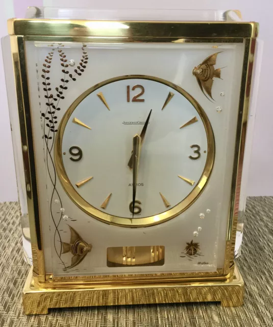 Jaeger LeCoultre Table Atmos Clock Marina 1971, Gold trim, Fully Working Boxed