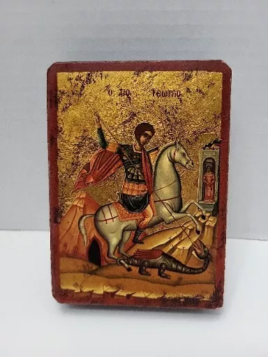 Saint George Greek Orthodox Hand Painted Icon. 