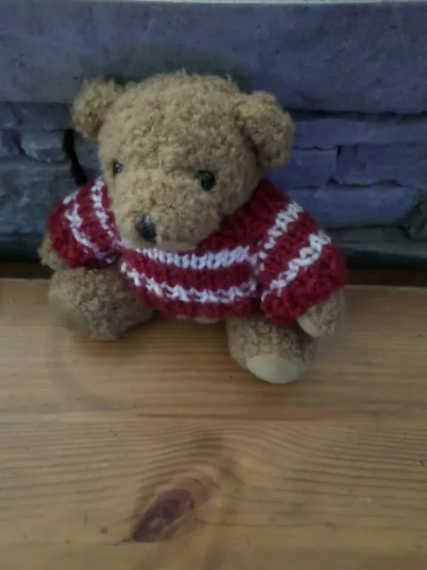 Bear Plush Teddy Bear,4 5/16in,With Jumper Red/White,French Version Toys D Used