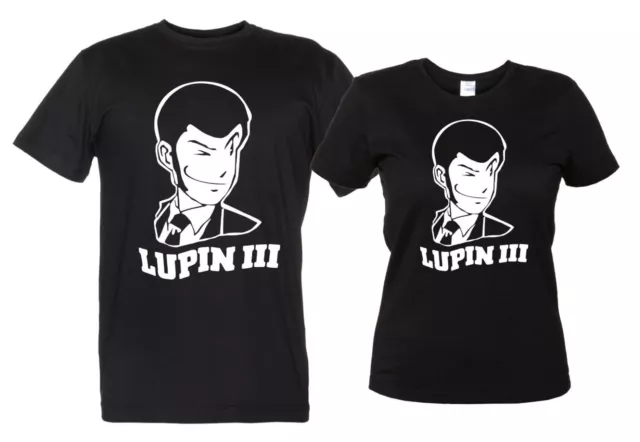 Lupin III Maglietta Tributo Manga Nera T-Shirt Personalizzata Cult Anime Japan