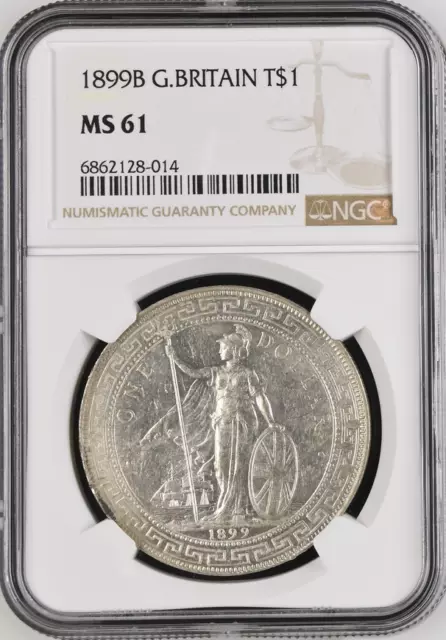 :1899B T$1 Great Britain Silver Trade Dollar Ngc Ms61 Low Pop Rare R4 High Grade