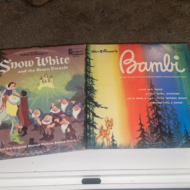 Walt Disneys Bambi & Snow White Sound Track LP Record Animation Movie Soundtrack