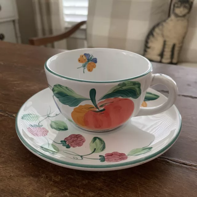 Herend Village Pottery~FANCY FRUIT~Hand-painted Hungary Cup & Saucer~EUC