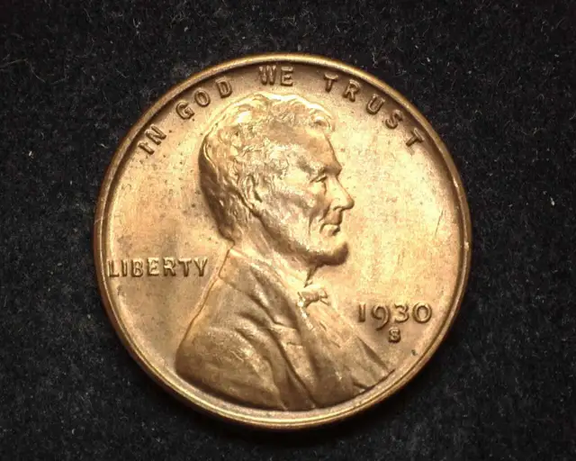 HS&C: 1930 S Lincoln Wheat Cent BU Red - US Coin