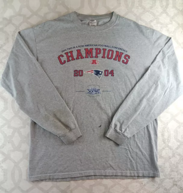 New England Patriots 2004 AFC Conference Champions T Shirt Men XL Long Sleeve