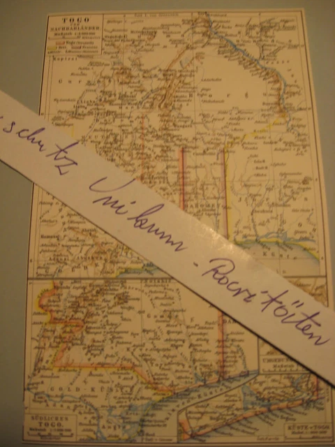 Karte von 1895 Deutsche Kolonien-Afrika Togo und Nachbarländer-Original