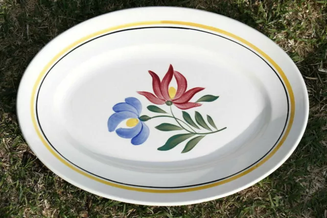 Joli plat ovale faience ancienne 1940 Digoin Dunkerque Vintage Ceramic Dish