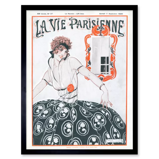La Vie Parisienne Stylish Woman French Magazine Cover Framed Wall Art Print 9X7