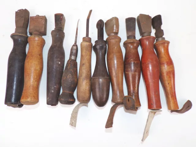 Konvolut altes Werkzeug 10 Teile Schuster Sattler Holzgriffe