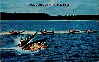 Accidents Can Happen Here! Fish Boat Exaggeration Wisconsin WI Unposted Postcard