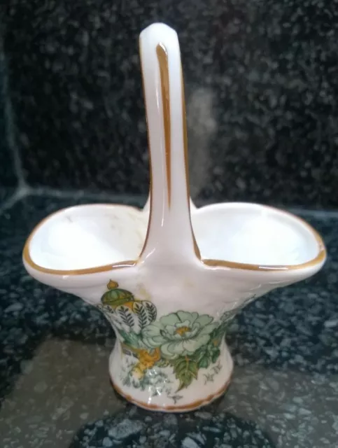 Vintage Crown Bone China Schmuckkorb mit Kowloon Muster Staffordshire