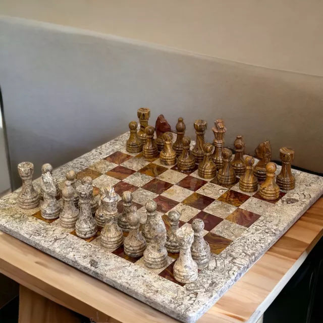 Brand New Hand Crafted Marble/Onyx Chess Board Set/Father's day gift/40 x 40cm