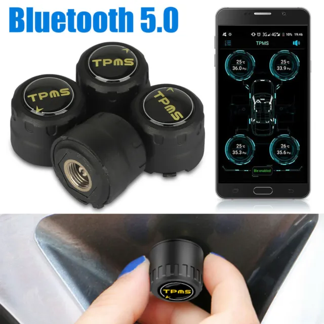 Car TPMS Bluetooth 5.0 Tire Pressure Monitoring System 4 External Sensor App