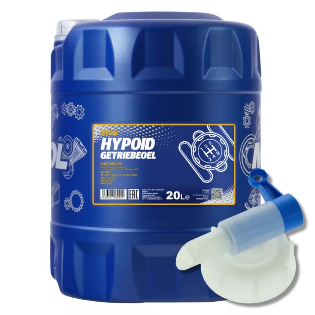 20 (1x20) Liter MANNOL SAE 80W-90 Hypoid Getriebeöl mit Auslaufhahn