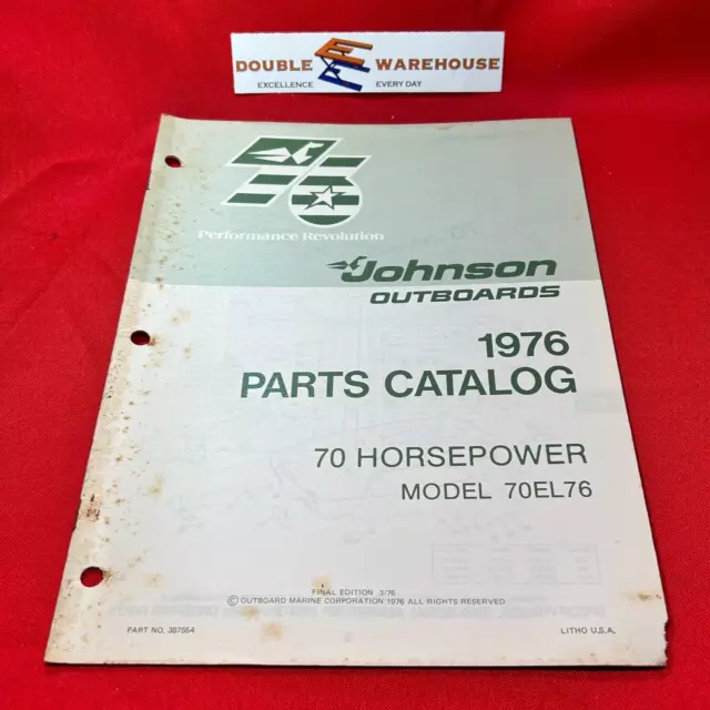 1976 Johnson Outboards Parts Catalog 387554 70 HP OMC Evinrude Good Condition