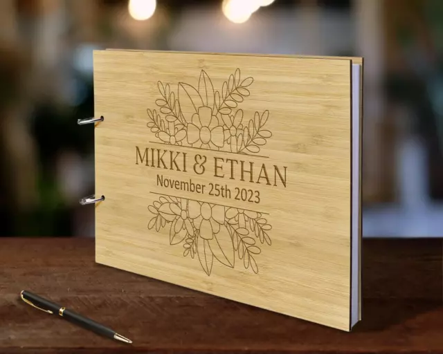 Personalised Engraving Wooden Wedding Guest Book