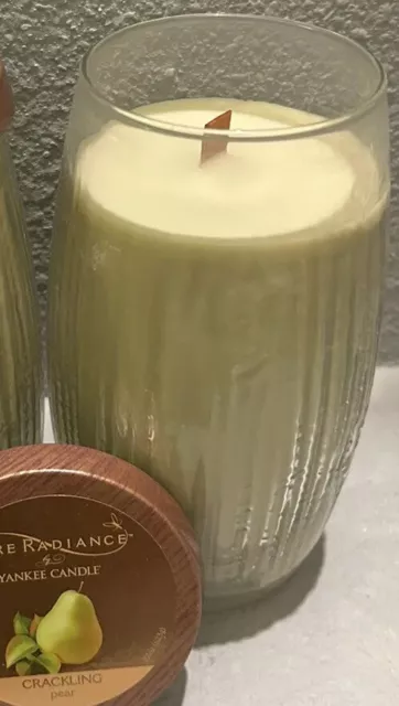 Yankee Candle~Pure Radiance Pear Crackling Wood LumiWick large Candle 22oz