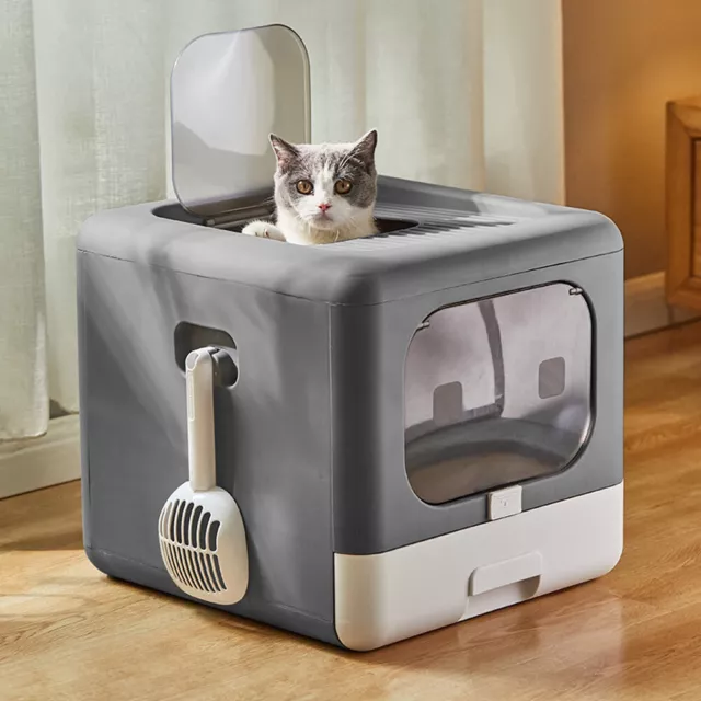 Cat Litter Box Self Cleaning Large Cat Pan Drawer Anti-Splashing Cat Potty Tray