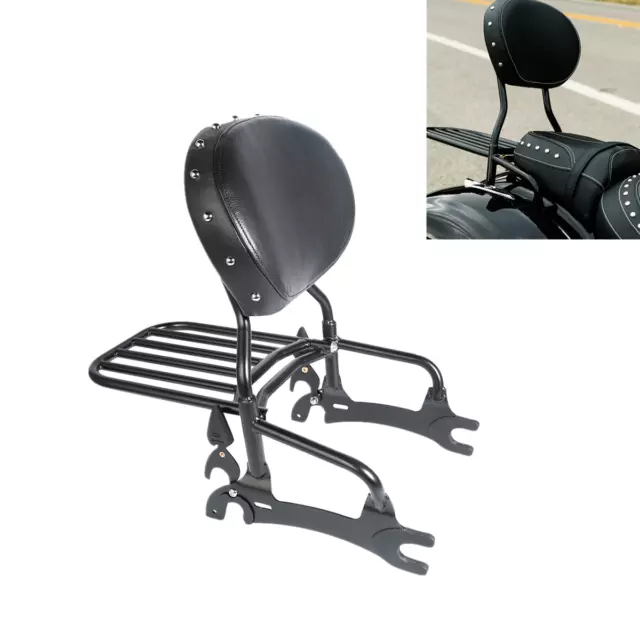 Backrest Sissy Bar W/ Pad Luggage Rack For Indian Chief Dark Horse 16-18 Black