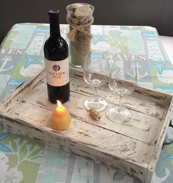 Rustic Serving Tray, Ottoman Tray,Serving Tray With Handles, Wood Tray