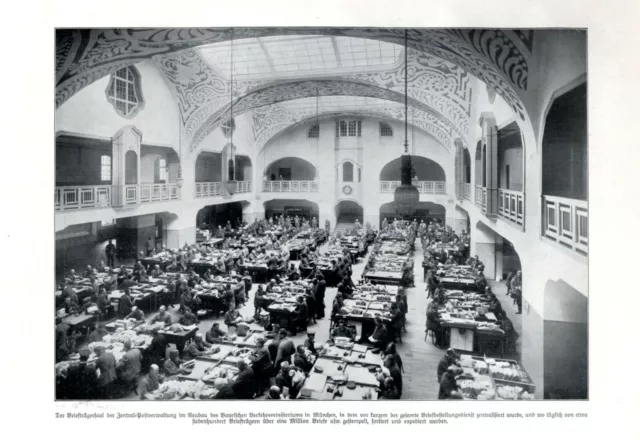 Briefträger Saal in München XL Fotoabb. 1911 Post Postbote Briefe sortieren