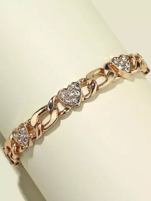9K Gold Filled Made With Swarovski Crystals Heart Bracelet Xmas Mother Gift