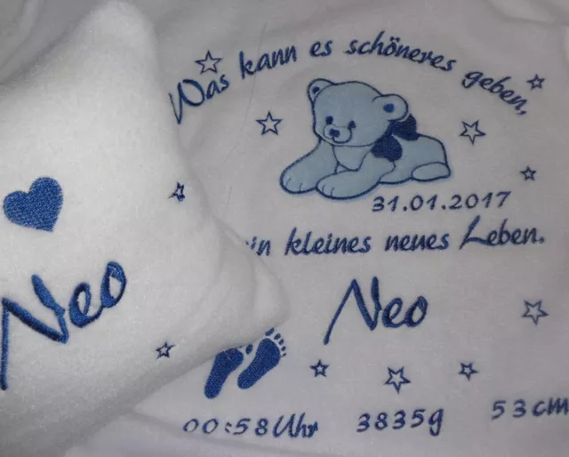 ☘️❤️☘️Babydecke Schmusekissen  mit Namen bestickt Geburt*Taufe*personalisiert