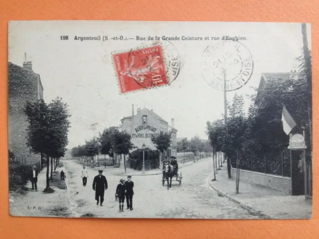 Carte Postale ARGENTEUIL Seine et Oise RUE de la GRANDE CEINTURE Rue d'ENGHIEN