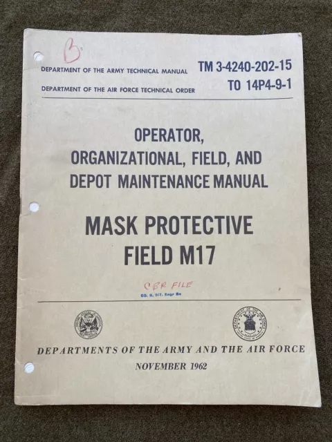 1962 TM3-4240-202-15 Mask Protective M17