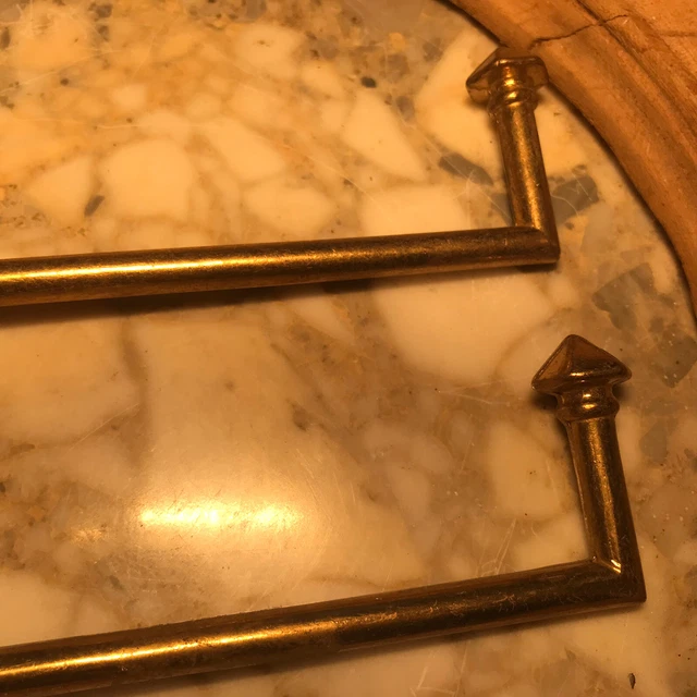 Vintage PAIR French Gold Brass Drapery Curtain Tiebacks Holdback Art Deco 6” 9