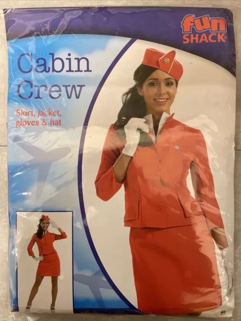 Womens Red Cabin Crew Costume - Stewardess Fancy Dress - S (see Description)