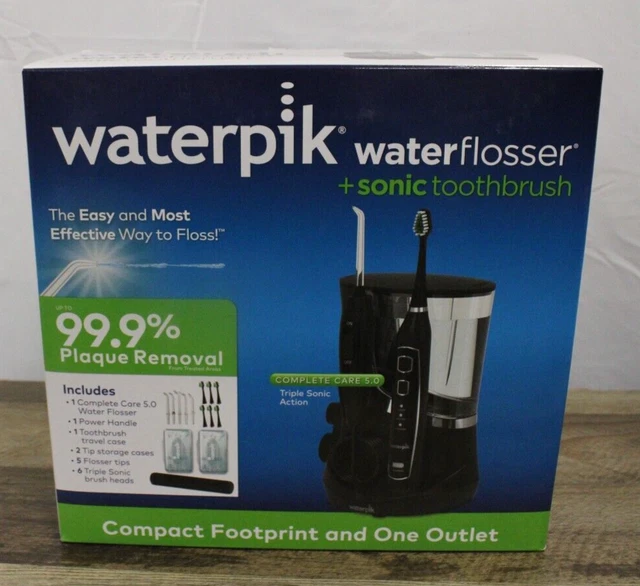 Nuevo hilo dental Waterpik + conjunto de cepillo de dientes Sonic negro triple acción sonica