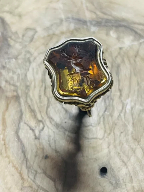Antique Georgian 9Ct Gold Cased Fob Key/ Seal Deer Decoration "Fb Initials