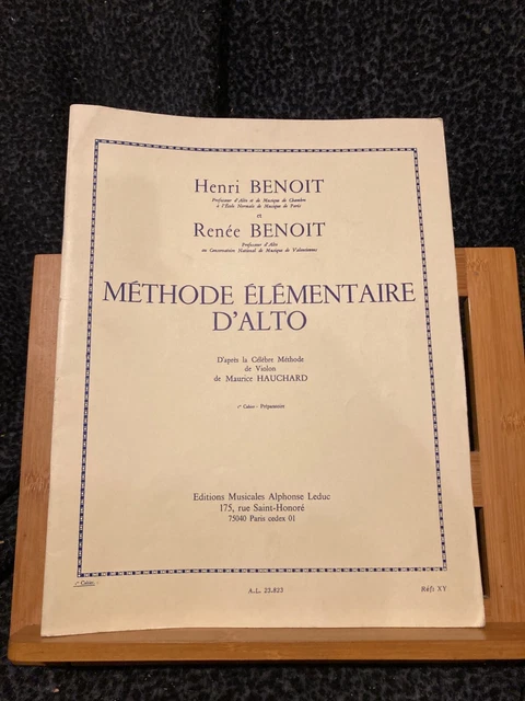 Henri & Renée Benoit Méthode élémentaire d'Alto partition éditions Leduc