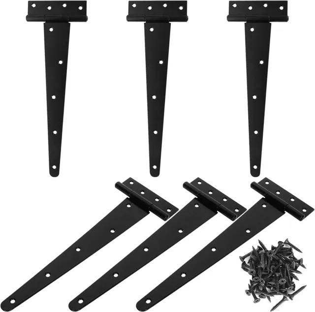 6Pack 12Inch Heavy Duty T-Strap Gate Hinges w/ Screws for Wood Fences Barn Doors