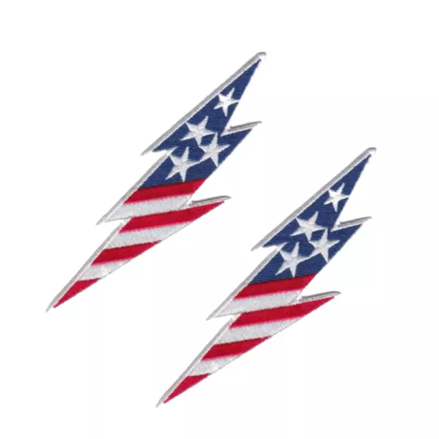 American Flag Lightning Bolt (2-Pack) Iron On Patch USA