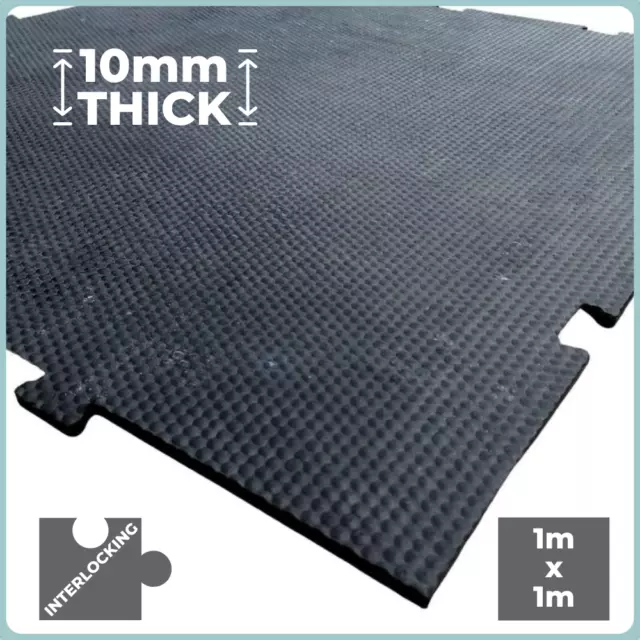 Interlocking Rubber Mat | Stable, Horse Box | 10mm Thick | 1M x 1M